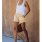 🍃Denim shorts met hoge taille en trekkoord