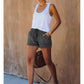 🍃Denim shorts met hoge taille en trekkoord