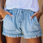 🍃Denim shorts met hoge taille en trekkoord