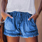 🍃Denim shorts met hoge taille en trekkoord