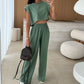 Set van casual cropped top en lange broek voor dames