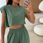Set van casual cropped top en lange broek voor dames