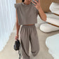 Set van casual cropped top en lange broek voor dames
