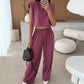 Set van casual cropped top en lange broek voor dames