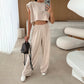 Set van casual cropped top en lange broek voor dames