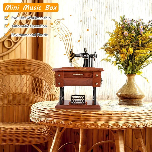 Moederdaguitverkoop 50% KORTING - Houten mini-naaimachine muziekdoosje