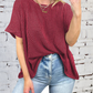 Het gezellige geribbelde oversized T-shirt van vrouwen