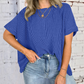 Het gezellige geribbelde oversized T-shirt van vrouwen