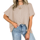 Het gezellige geribbelde oversized T-shirt van vrouwen