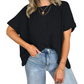Het gezellige geribbelde oversized T-shirt van vrouwen