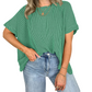 Het gezellige geribbelde oversized T-shirt van vrouwen