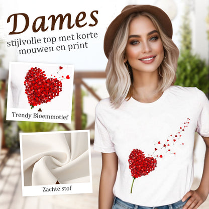 Stijlvolle top met korte mouwen en print voor dames