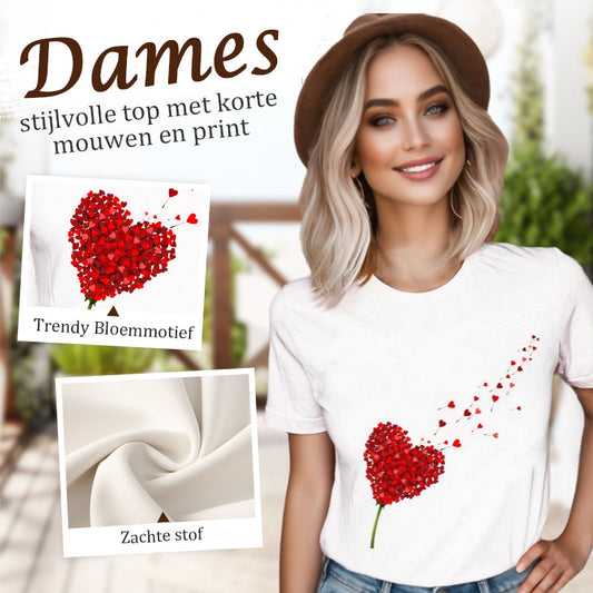 Stijlvolle top met korte mouwen en print voor dames