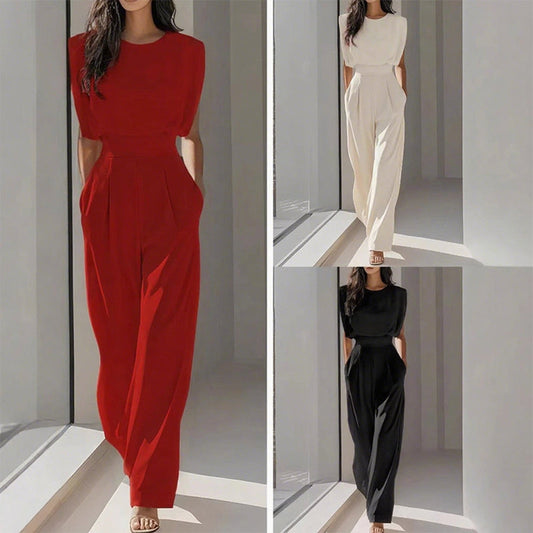 Solide kleur breedbenige jumpsuit voor vrouwen