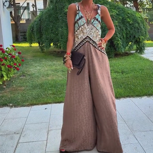 Vintage Chique Jumpsuit met Diepe V-Hals