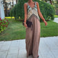 Vintage Chique Jumpsuit met Diepe V-Hals