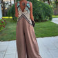 Vintage Chique Jumpsuit met Diepe V-Hals