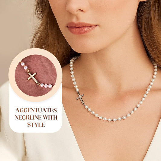 🎁Dames Elegante Kruis Synthetische Parel Ketting✨📿