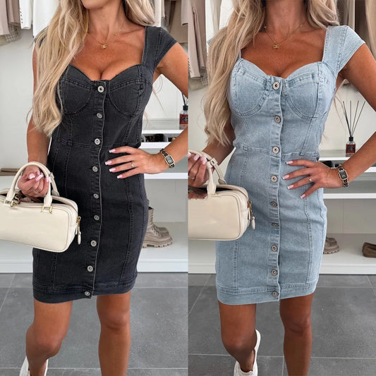 🔥Dames casual button-down denimjurk