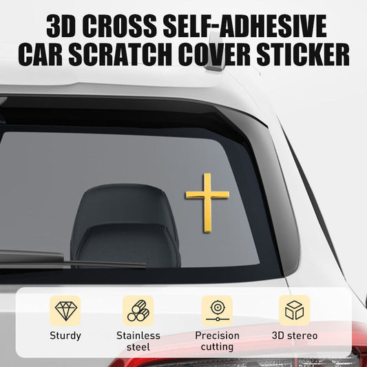 ✝️ Metal Jesus Christ Kruis Badge Stickers | 3D Kruis Zelfklevende Auto-Overlay Kratervuller