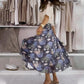 Witte Top & Blauwe Gedrukte Rok 2-Delig Set