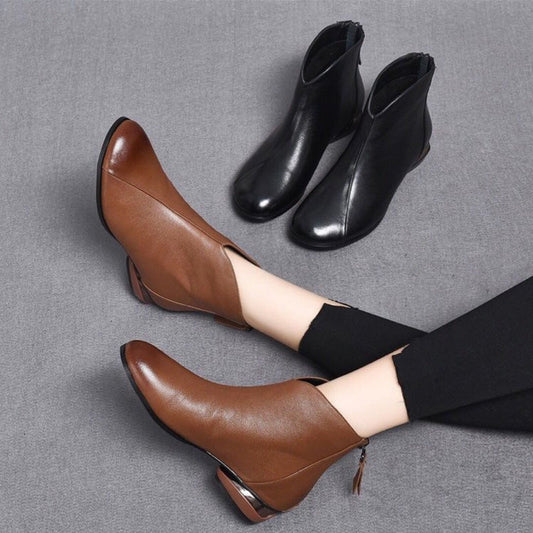 Dames Enkelboots van PU Leer met Warme Fleecevoering