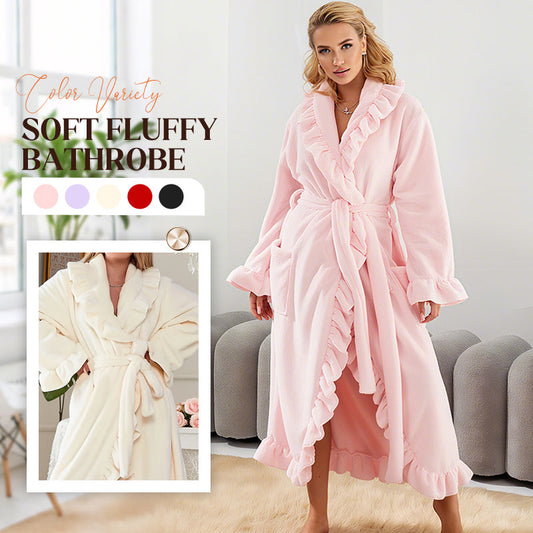Laatste week: tijdelijk 50% korting！！！🧖♀️ Luxe Zachte Badjas – Ultra-Soft Stof, Eleganter Volant & Alledaags Comfort