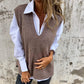Casual gebreid vest met V-hals voor dames