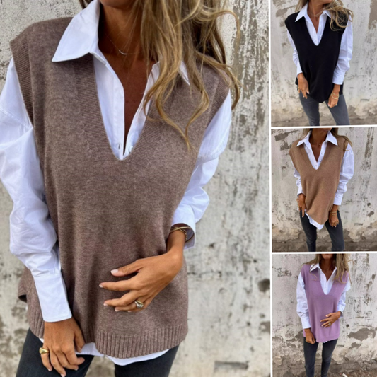 Casual gebreid vest met V-hals voor dames
