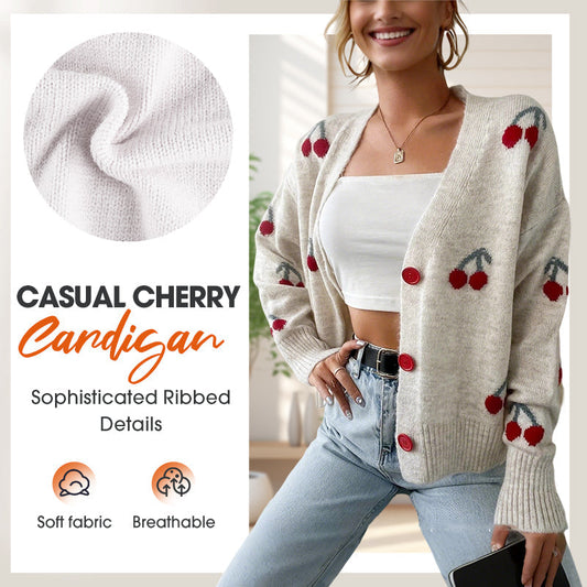 Dames Casual Zoete Kersen Cardigan