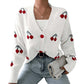 Dames Casual Zoete Kersen Cardigan