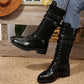 Vintage combat boots voor dames met veters en gesp