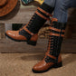 Vintage combat boots voor dames met veters en gesp