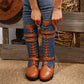 Vintage combat boots voor dames met veters en gesp
