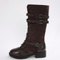 Vintage combat boots voor dames met veters en gesp