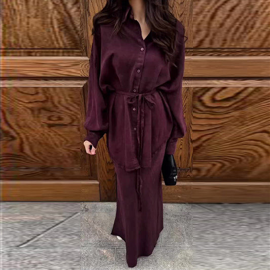 Dames Mode Losse Blouse en Maxi Rok 2-Delig Set