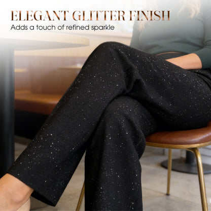 High-Waist Glitter Straight-Leg Trousers