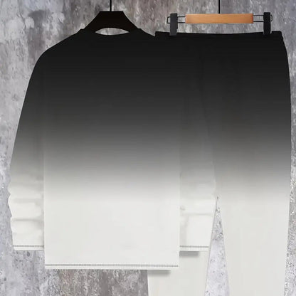 👕 Men’s Gradient Color Crewneck Tracksuit Set – Stylish, Comfortable & Casual Sportswear ✨🏃‍♂️