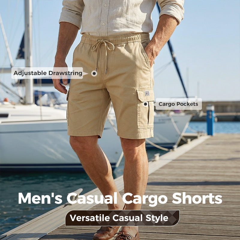 Men's Casual Cargo Shorts with Drawstring Waist