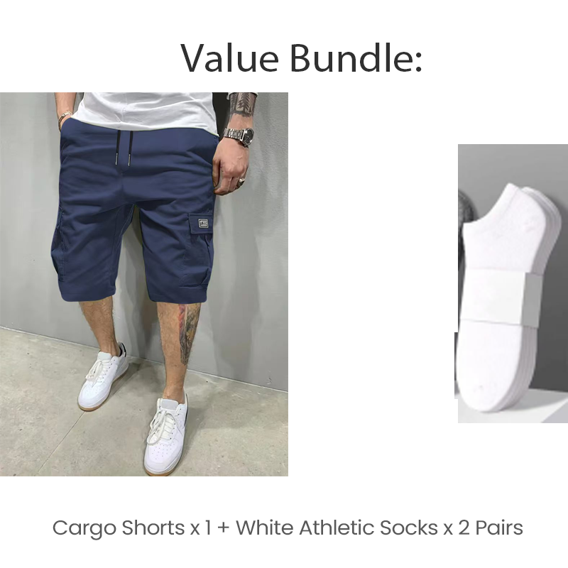 Men's Casual Cargo Shorts with Drawstring Waist