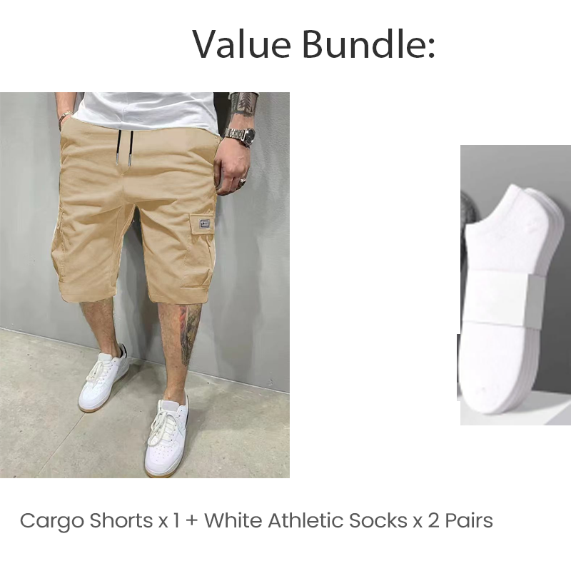 Men's Casual Cargo Shorts with Drawstring Waist