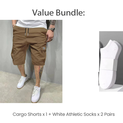 Men's Casual Cargo Shorts with Drawstring Waist
