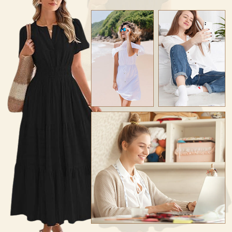 💕SPRING HOT SALE 50% OFF💕Women's Boho Chic Smocked Waist Maxi Dress