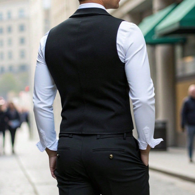 🔥Men's Casual Retro Slim Fit Dress Vests for Suit or Tuxedo🤎🖤(Vest + Shirt + Tie + Chain)