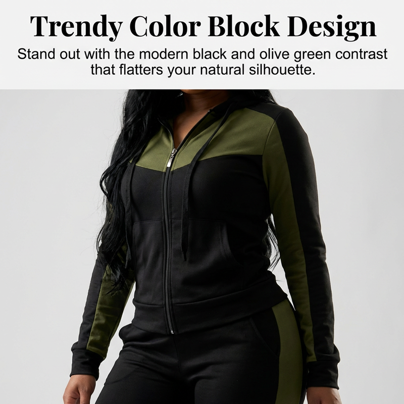 Women's 2-Piece Color-Block Tracksuit Set