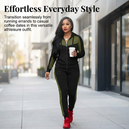 Women's 2-Piece Color-Block Tracksuit Set