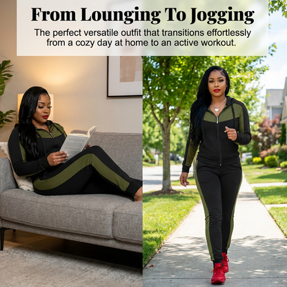 Women's 2-Piece Color-Block Tracksuit Set