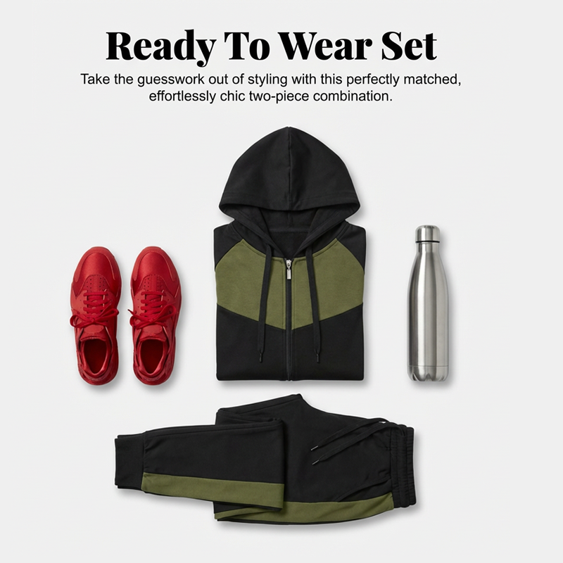 Women's 2-Piece Color-Block Tracksuit Set