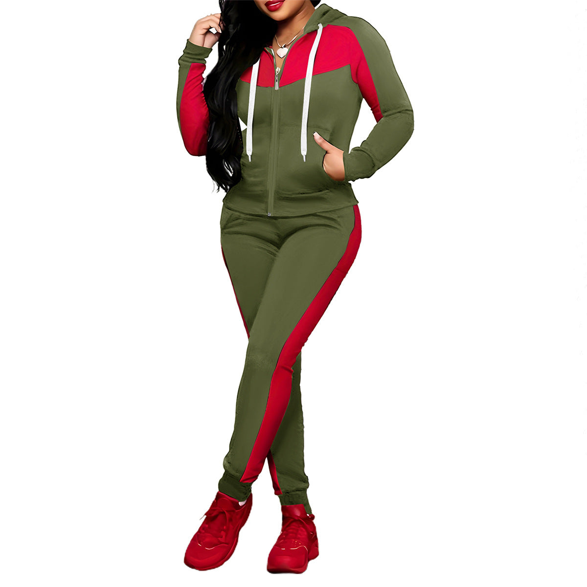 Women's 2-Piece Color-Block Tracksuit Set