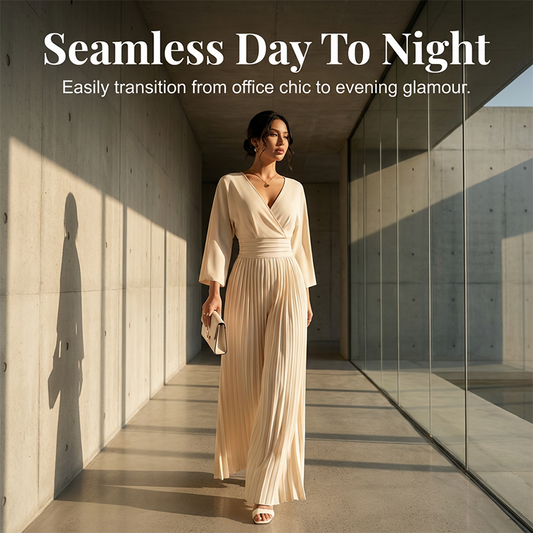 ✨ Elegant V-Neck Pleated Wide-Leg Jumpsuit – Chic, Comfortable & Perfect for Any Occasion 💃💖